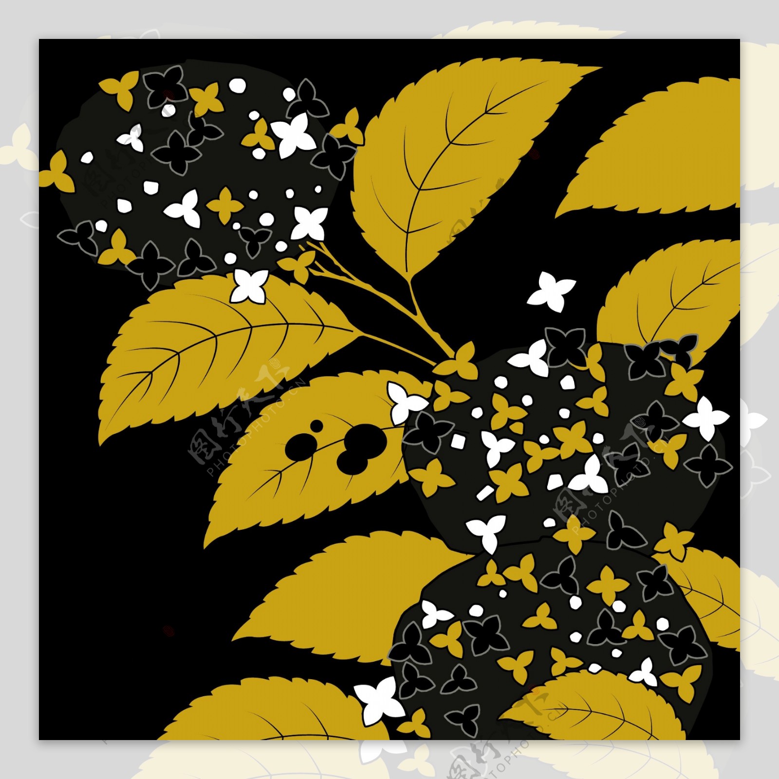 黄色蝴蝶花朵树枝背景图