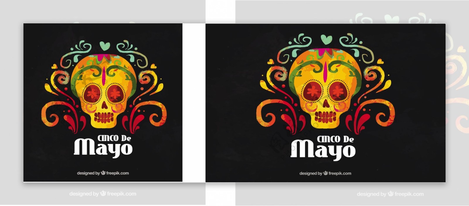 CincodeMayo的背景与墨西哥水彩的头骨