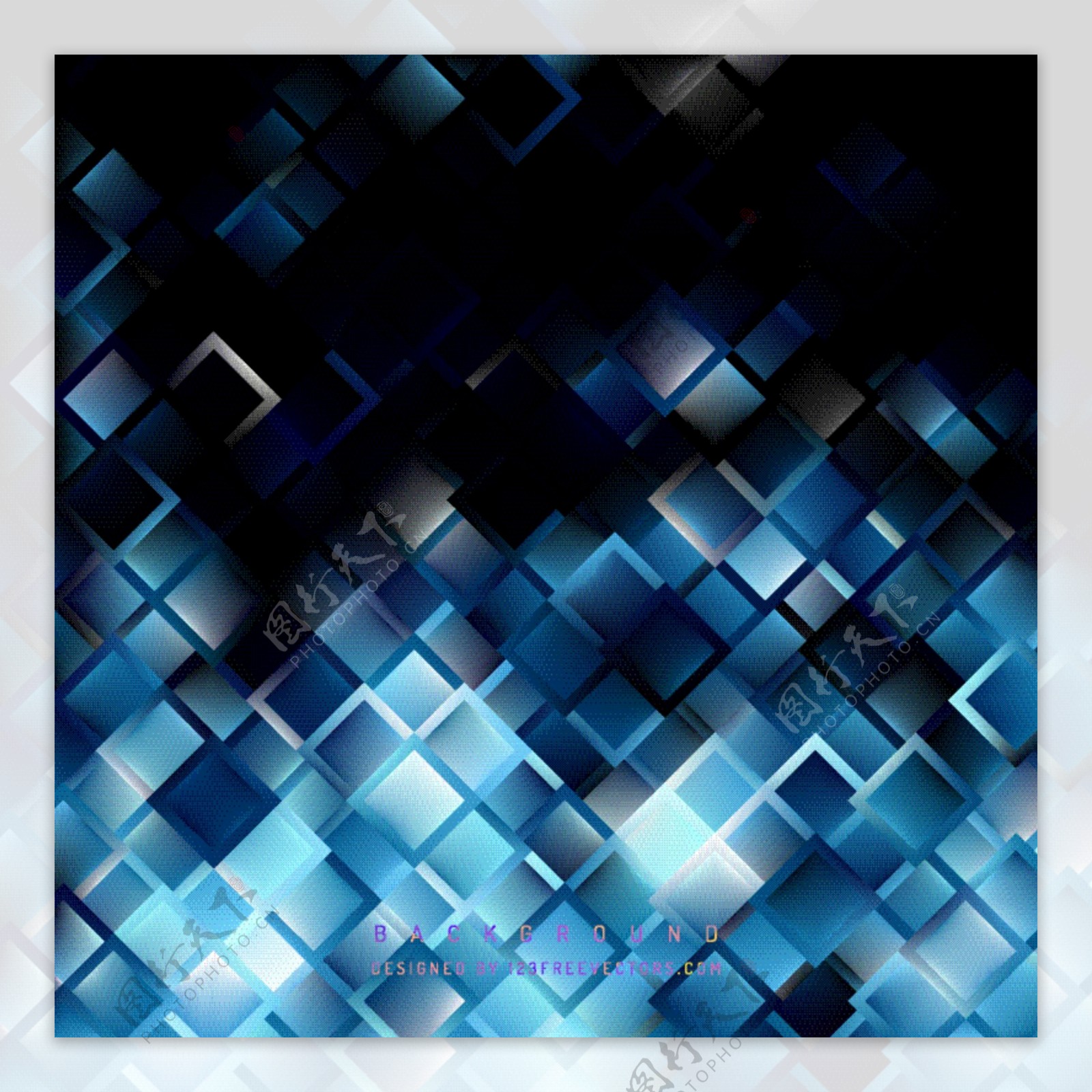 抽象蓝色黑色正方形背景图案
