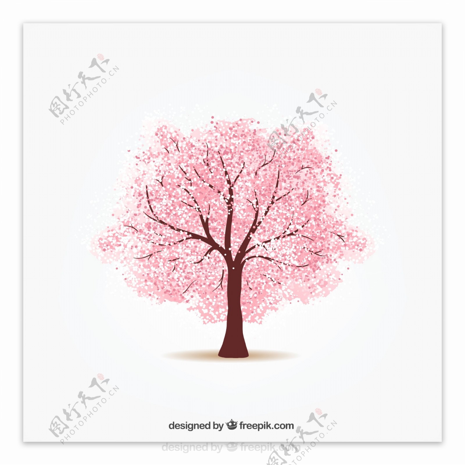 粉色樱花树设计矢量素材