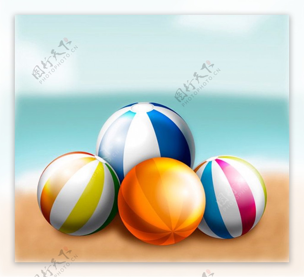 彩色沙滩球矢量