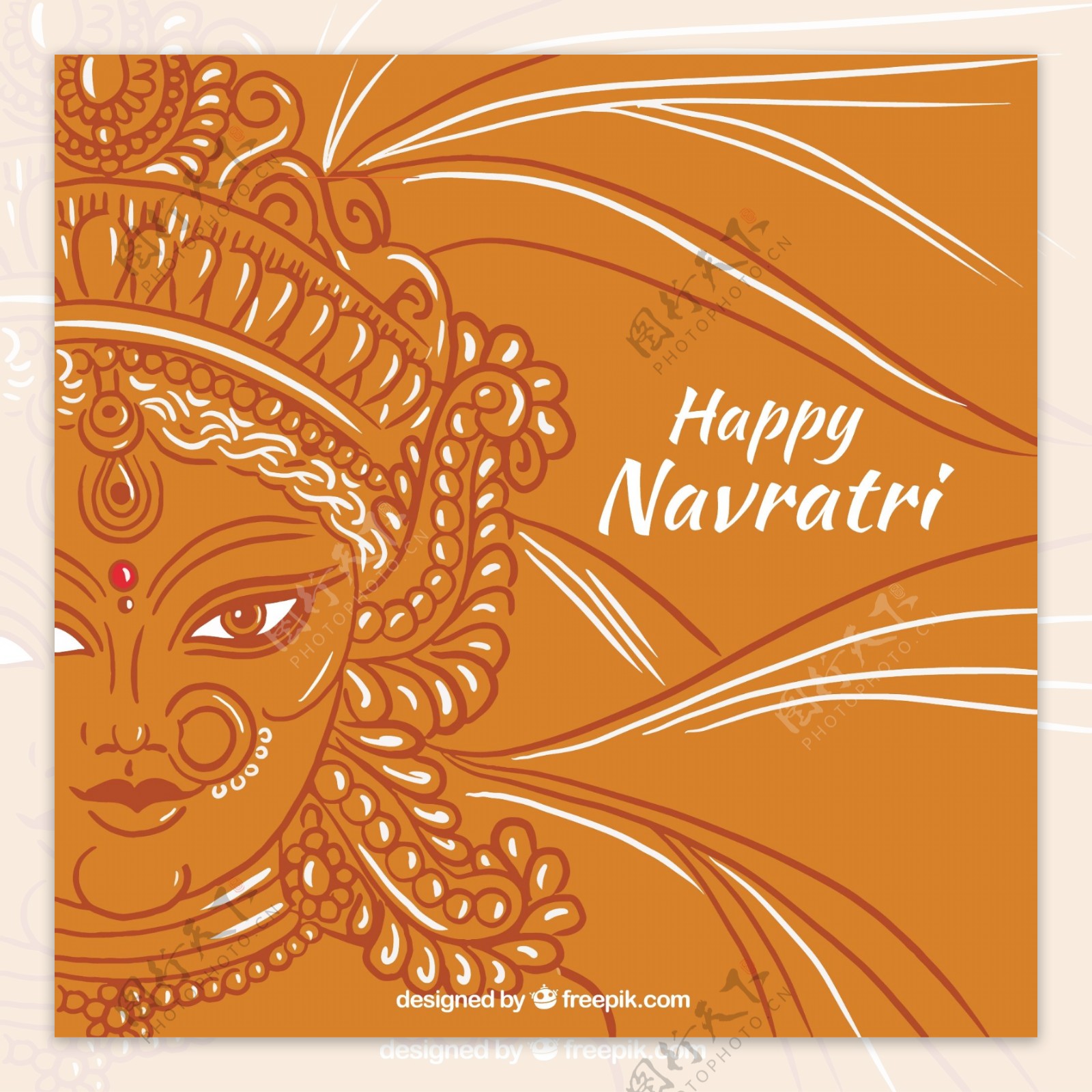 快乐Navratri背景杜迦的脸