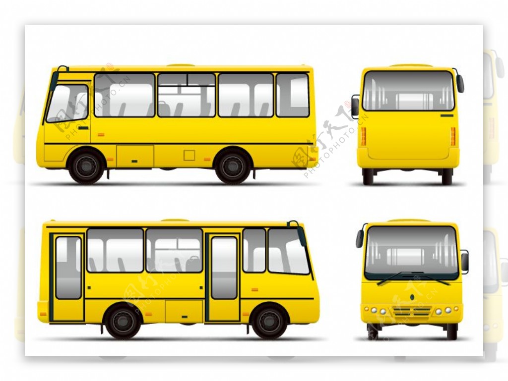 黄色巴士矢量素材