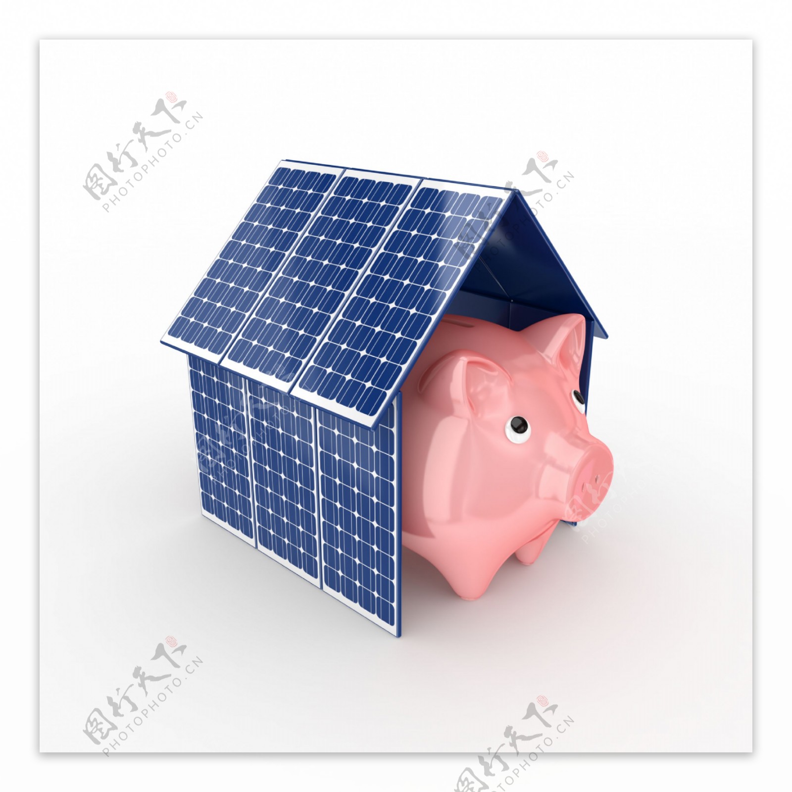 太阳能房子与小猪存钱罐