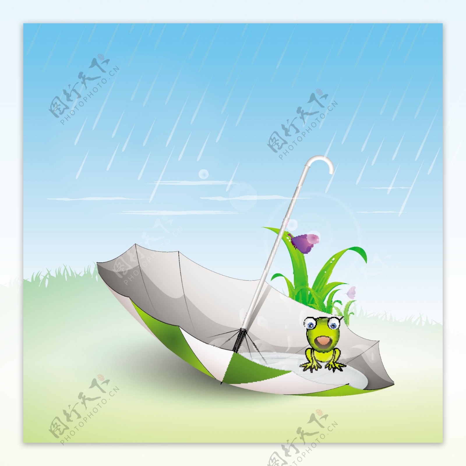 雨季背景张开的伞