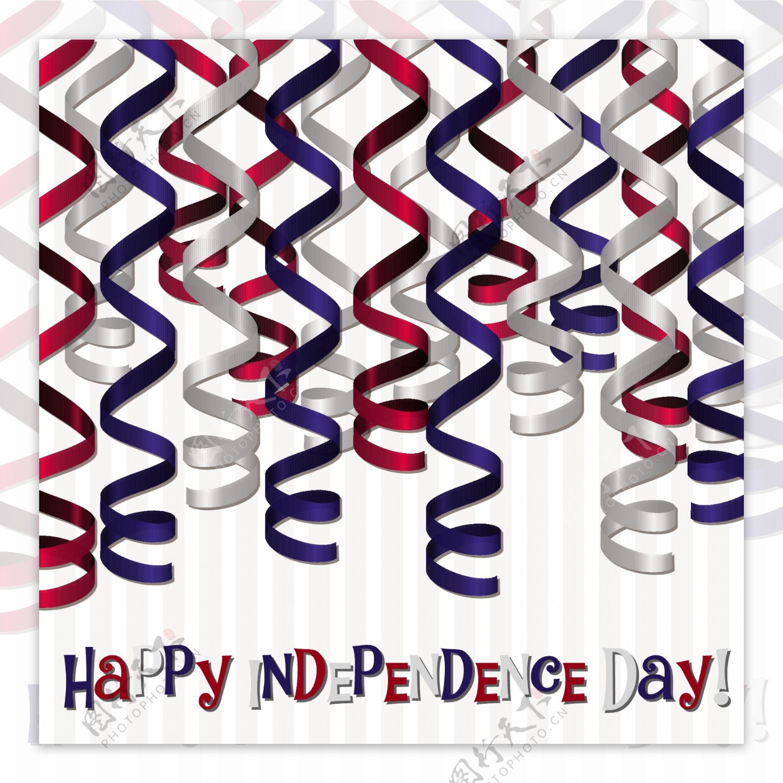 独立日快乐冰壶丝带卡片矢量格式