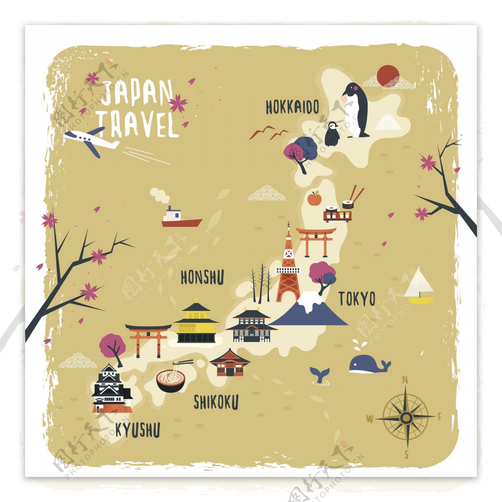 创意日本旅行插画