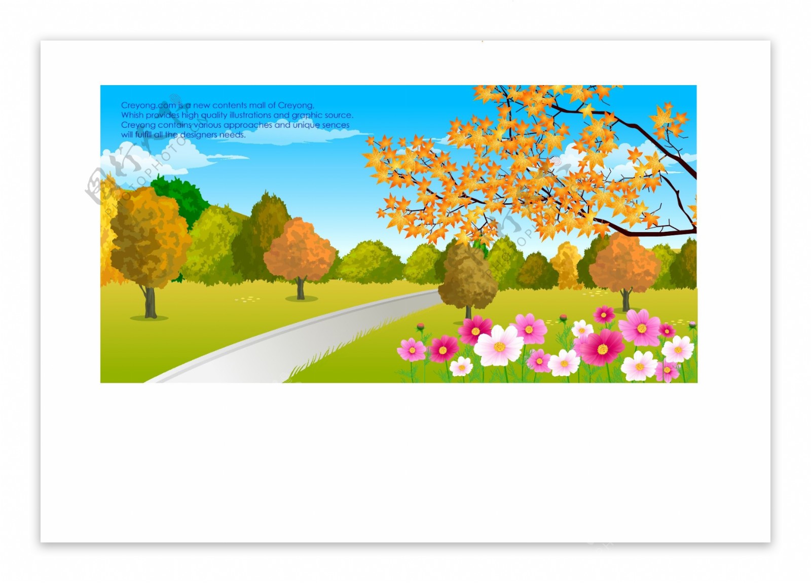 韩国自然风景秋天风景素材矢量AI格式0162