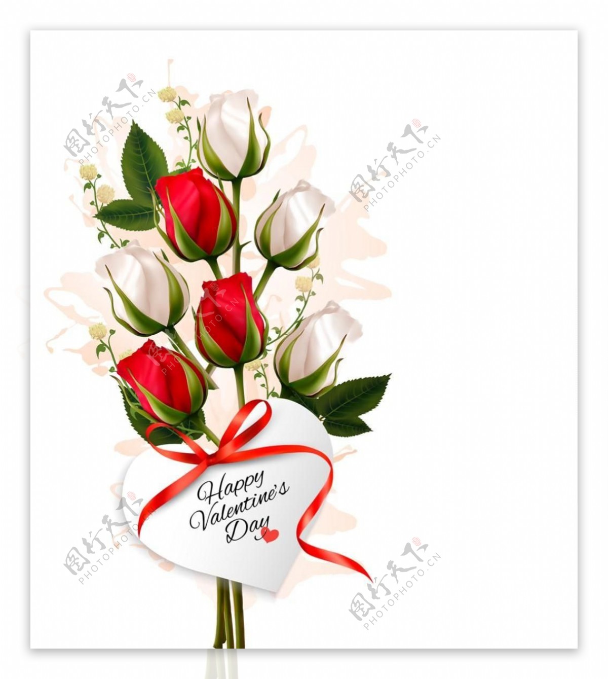 浪漫情人节与玫瑰花矢量素材制作模板