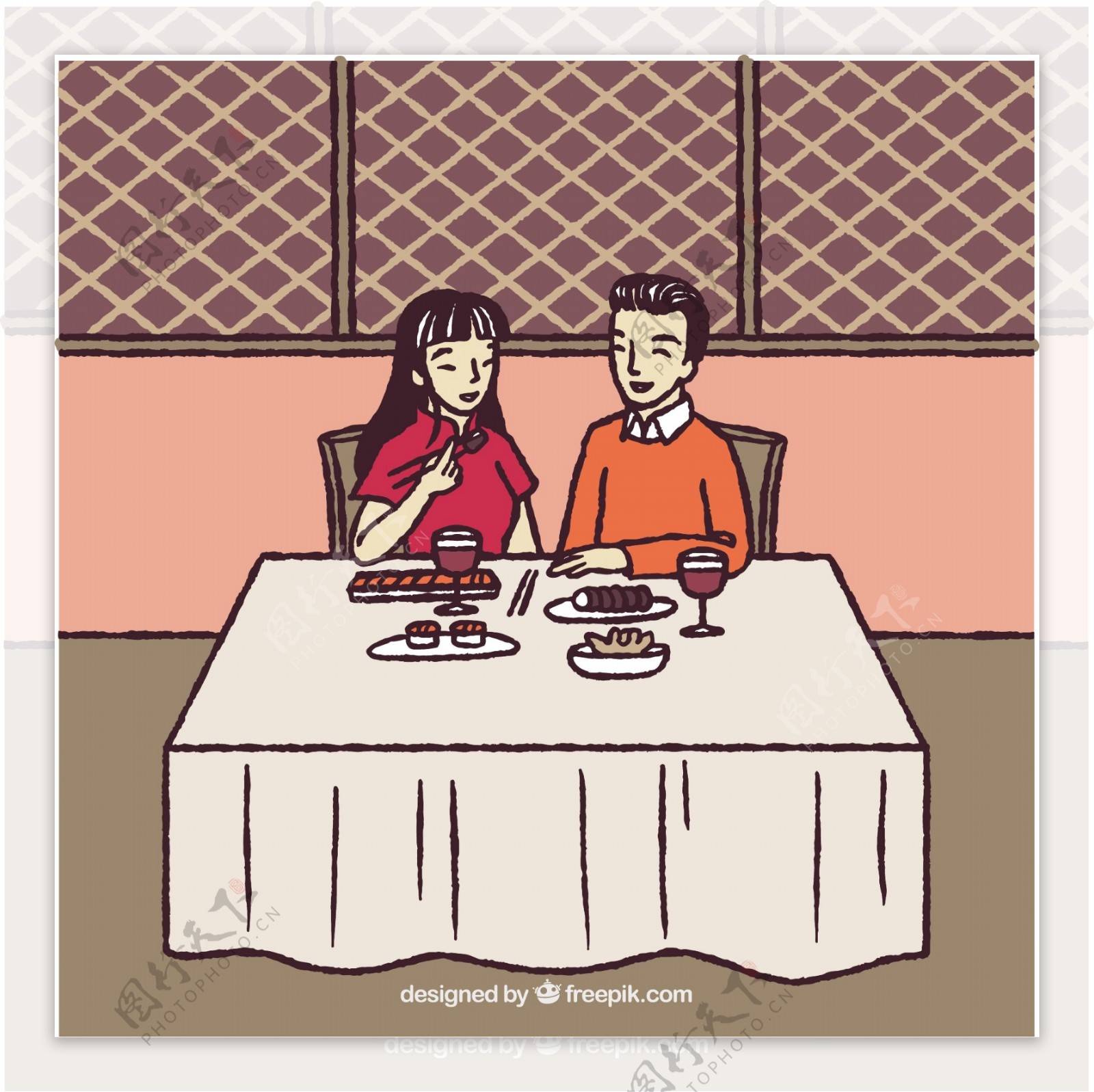 餐厅里的浪漫情侣
