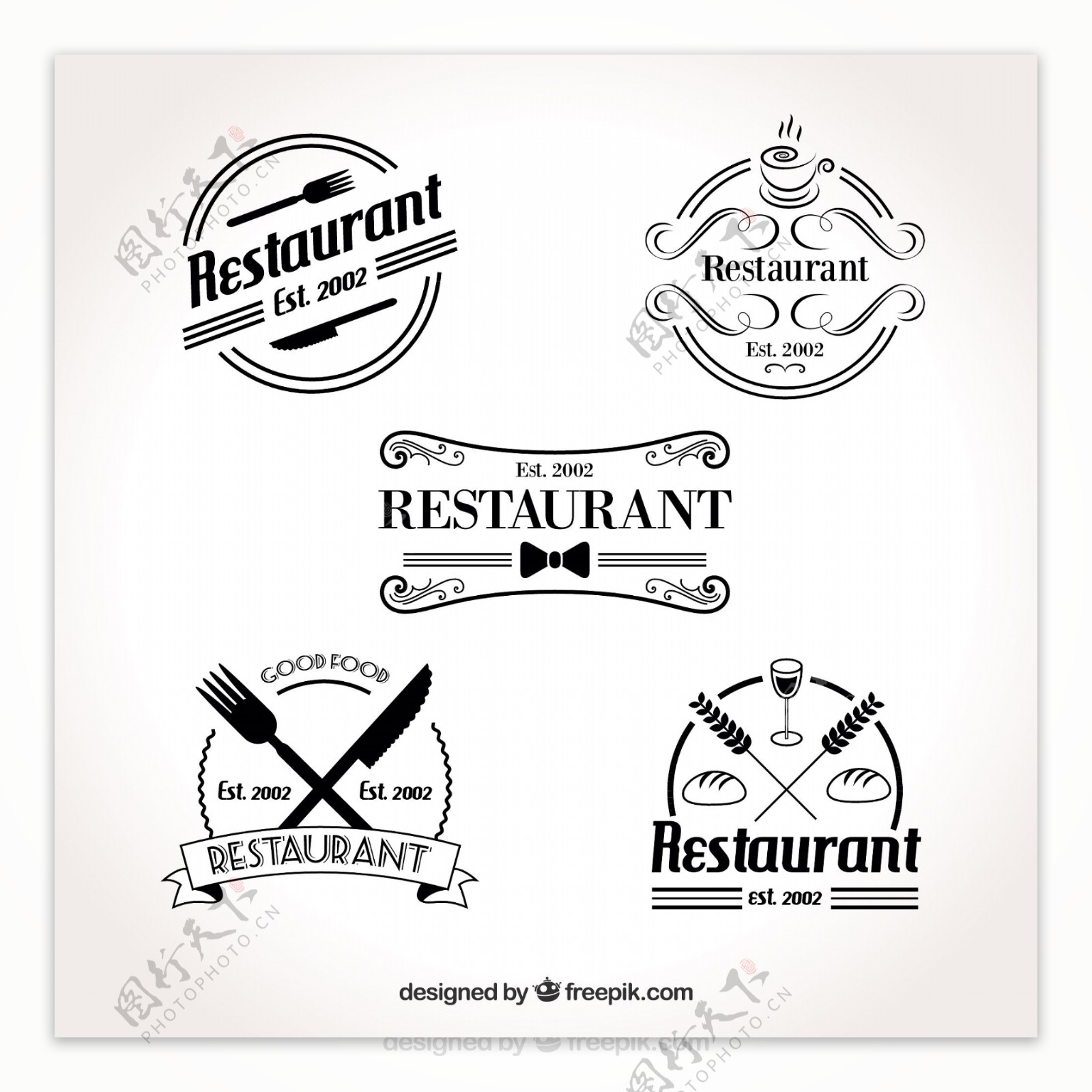 复古餐厅标志集