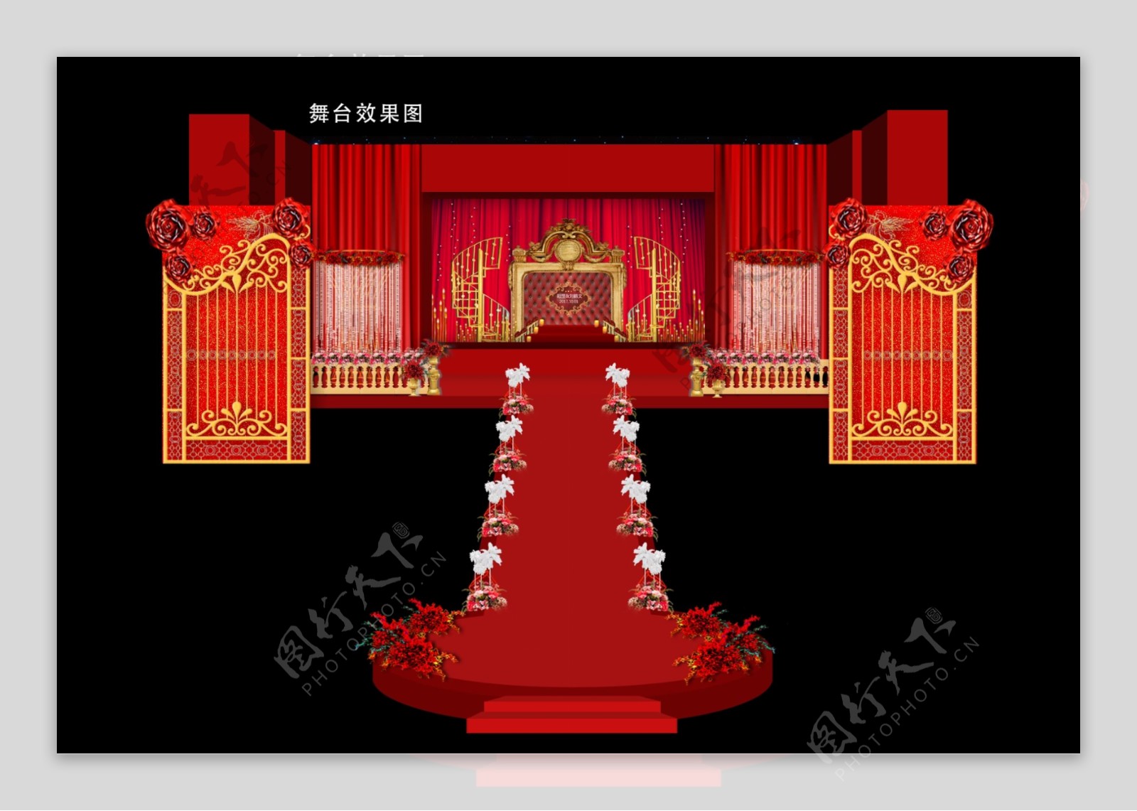 新中式红色婚礼效果图