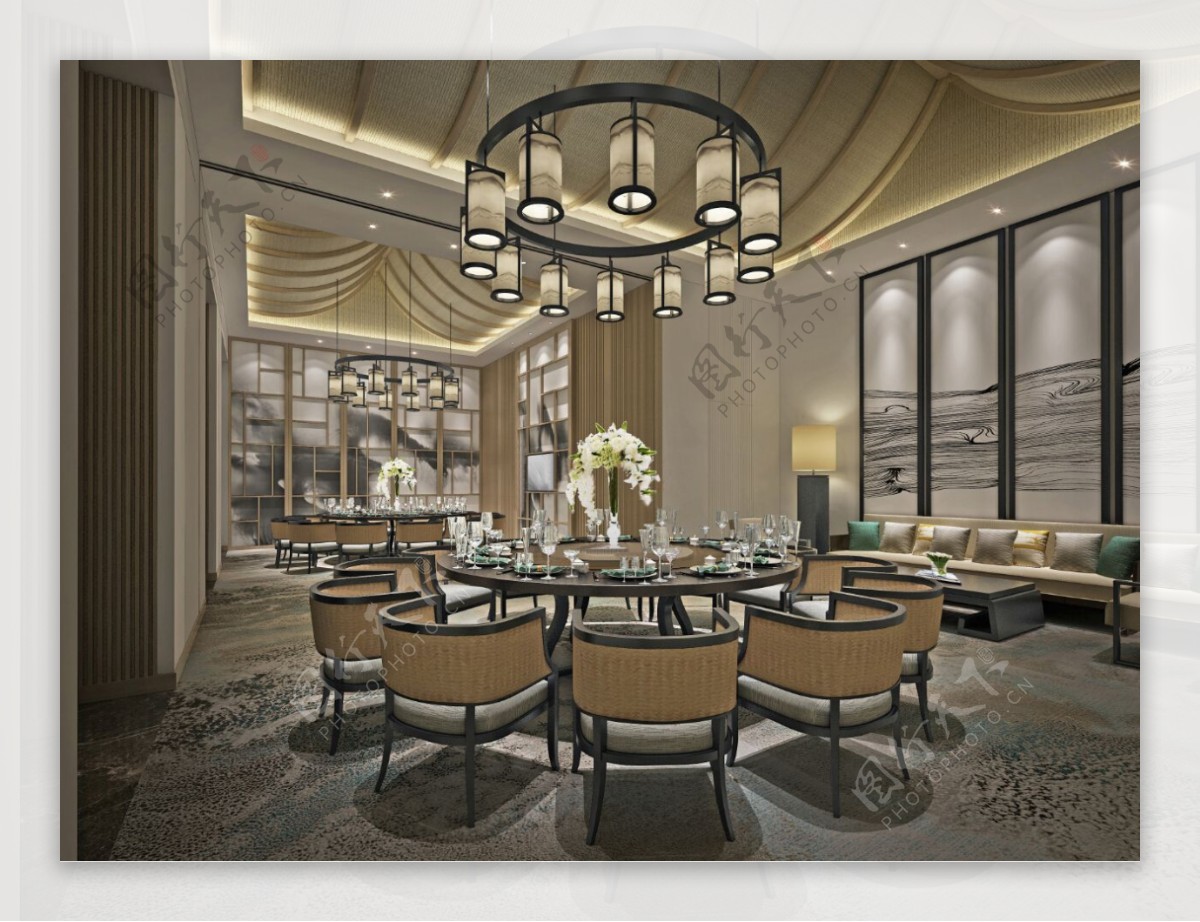 中式风格酒店餐厅装修效果图