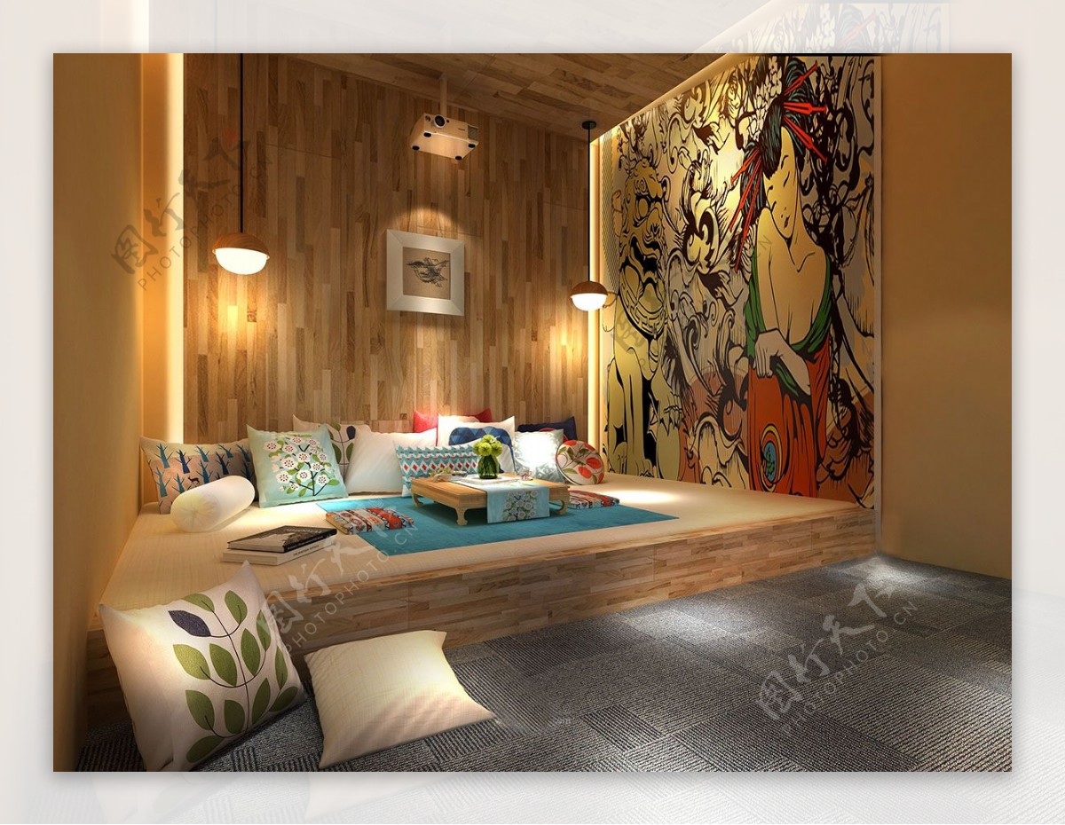现代日式艺术休息室装修效果图