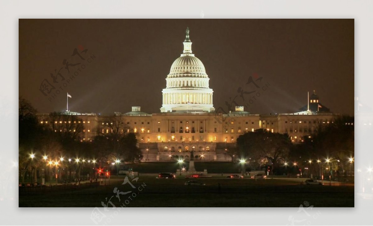 白宫夜景繁华转换摄影素材