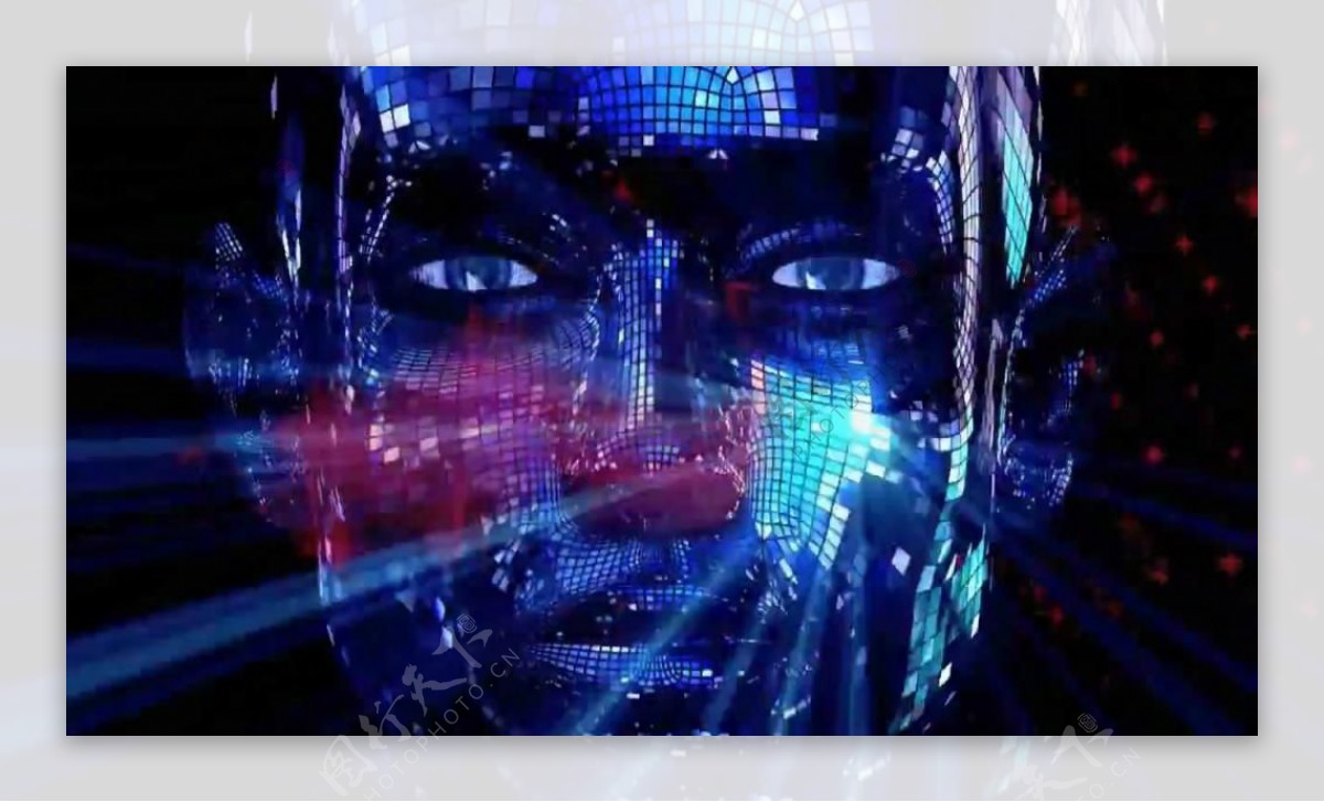 蓝色科幻神秘霓虹灯旋转背景循环视频素材