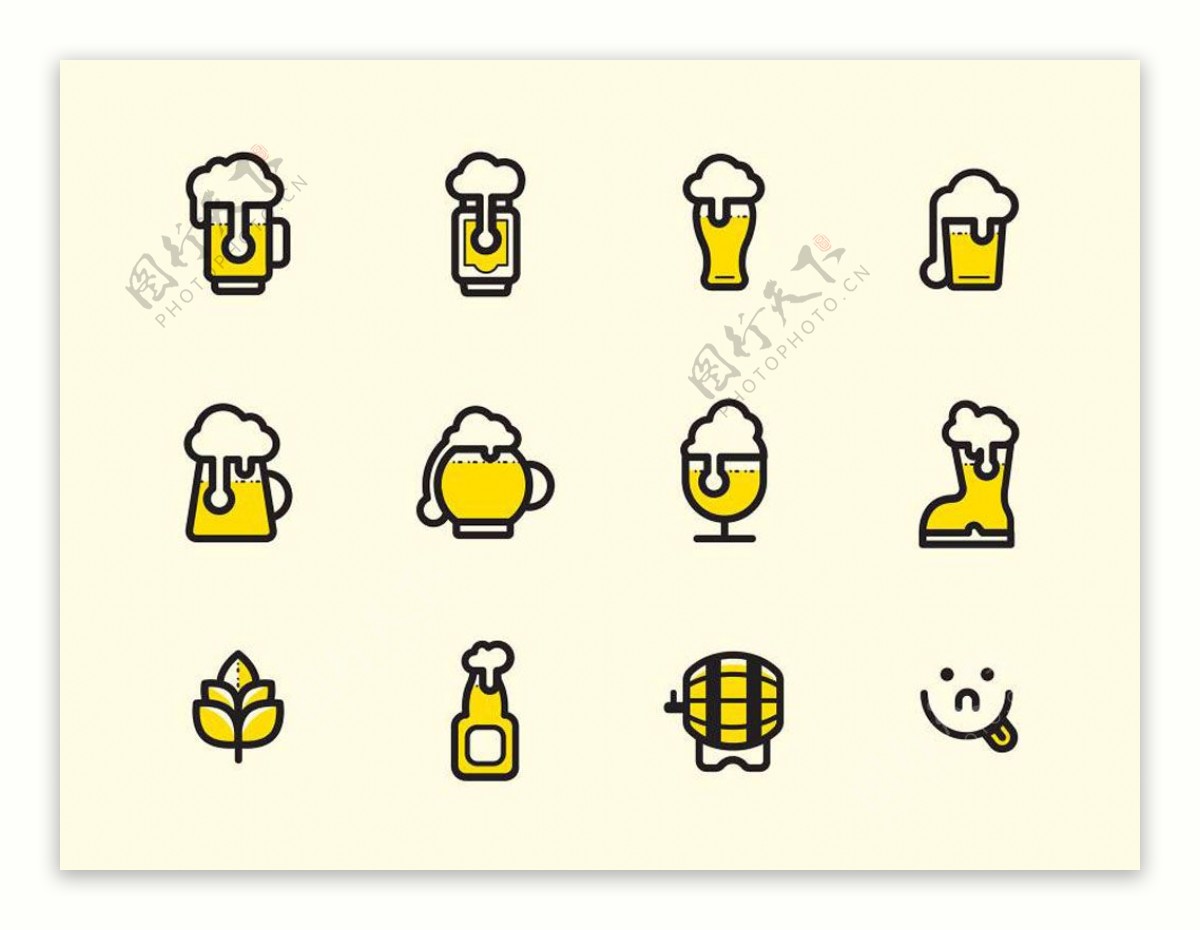 12枚啤酒图标sketch素材