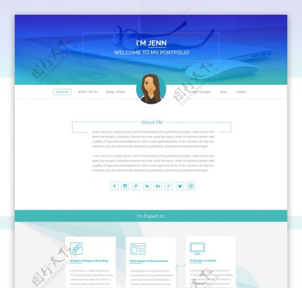 蓝色个人博客网站模板设计