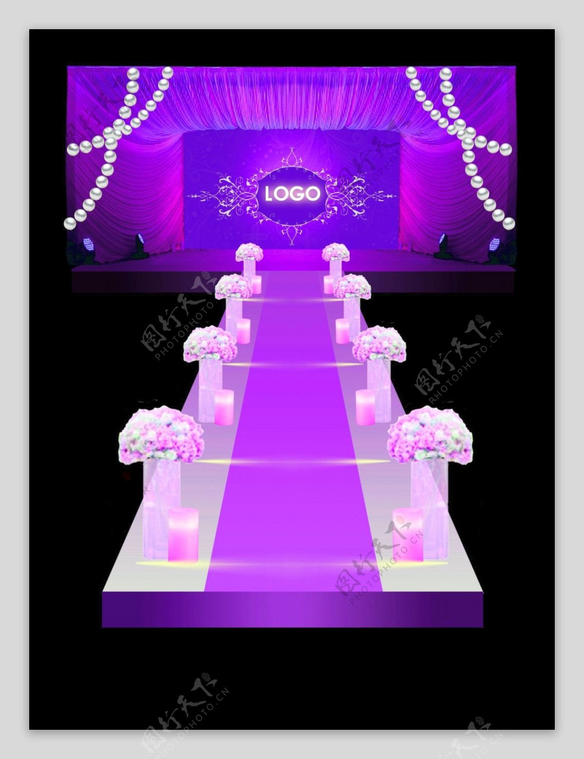 现代紫色浪漫婚礼效果图