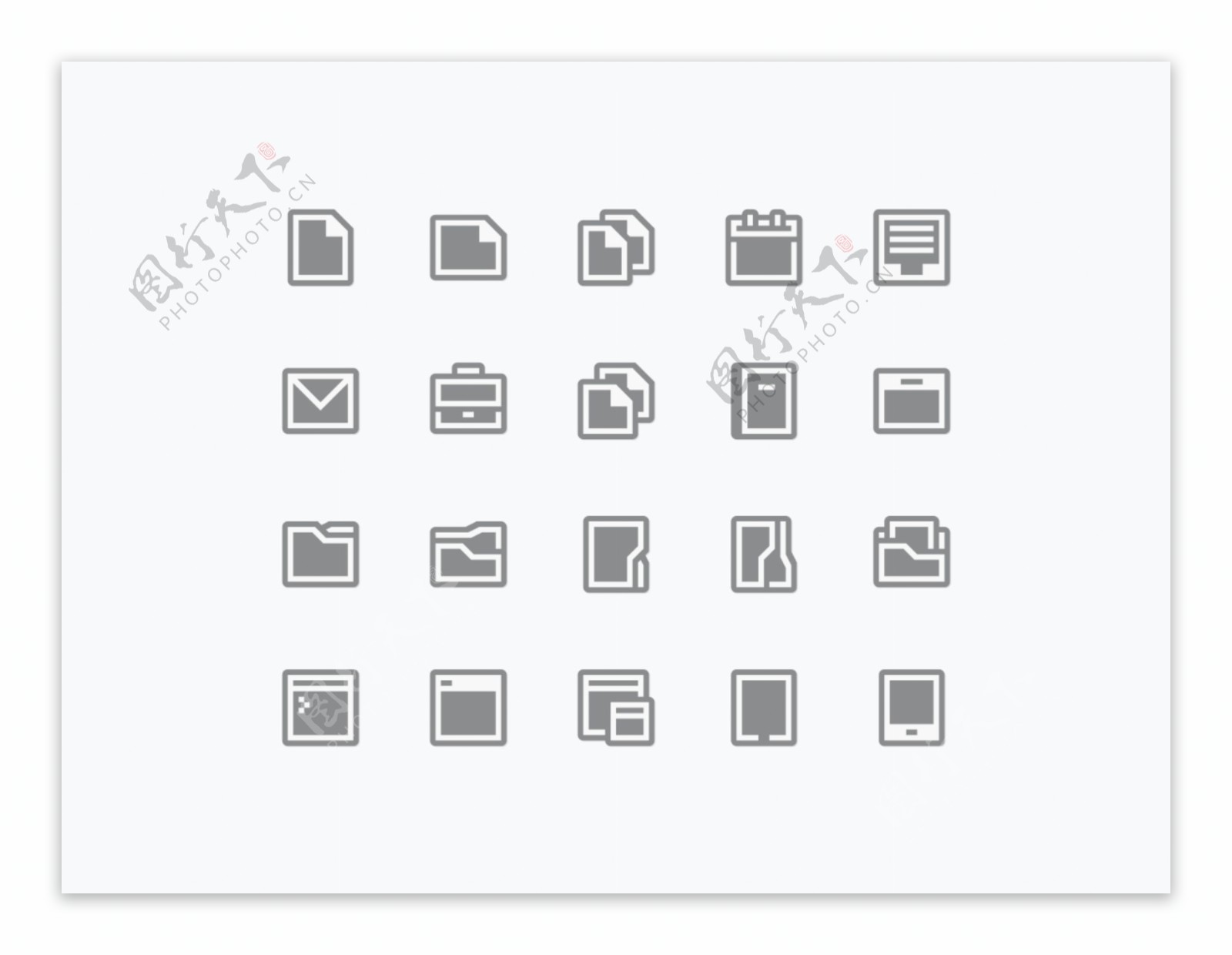 网页UI灰色常用icon图标素材