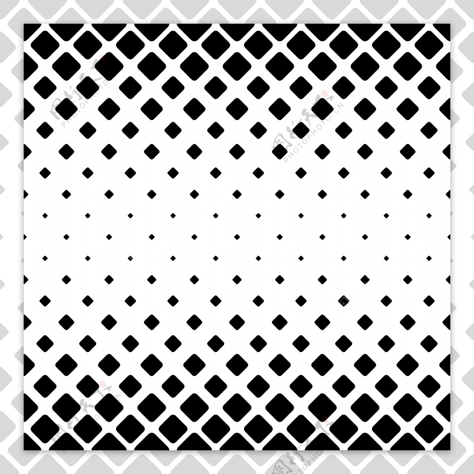 单色抽象正方形图案背景从对角线圆角正方形的黑白几何矢量设计