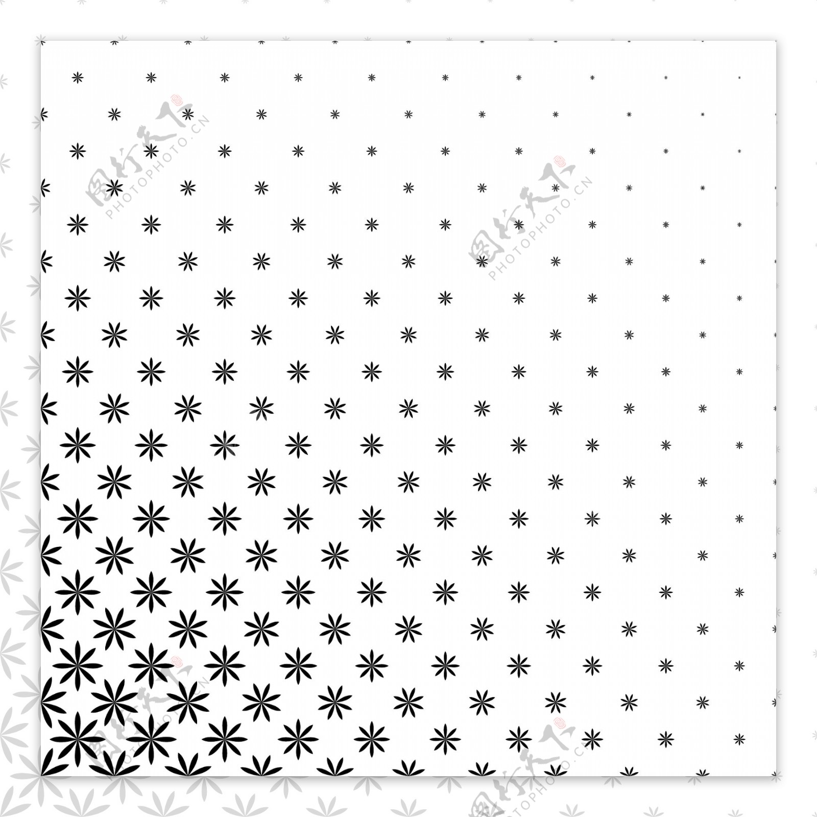 单色几何图案花卉图案抽象花卉矢量背景图形设计