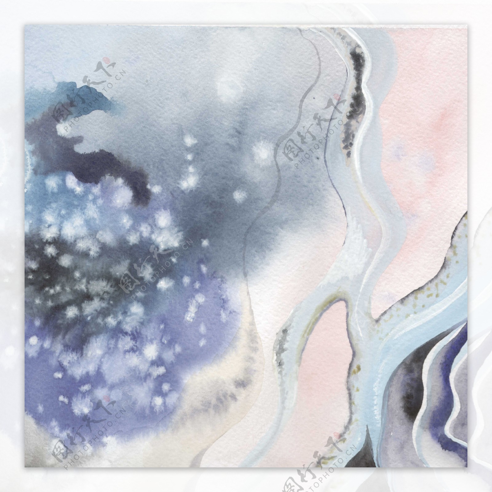 清雅高级粉蓝色河流壁纸图案装饰设计