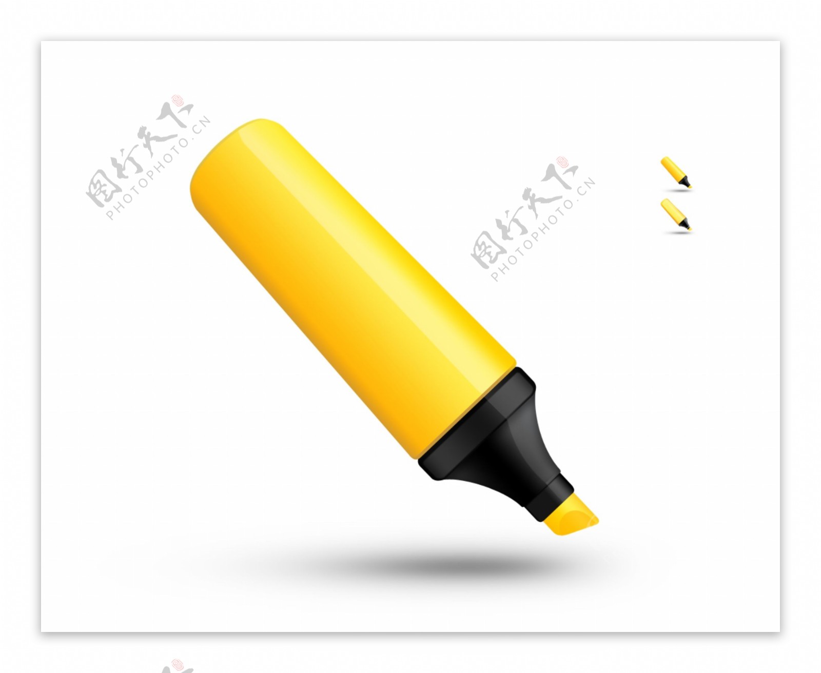 黄色水彩笔icon图标设计