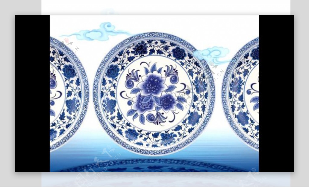中国风彩色青花瓷背景大屏视频素材