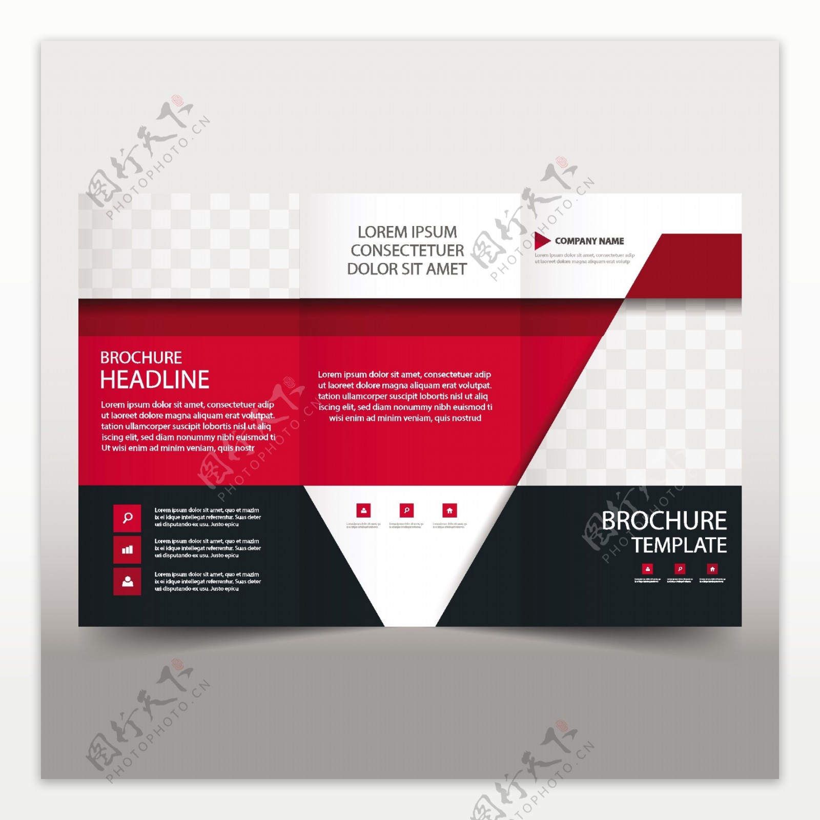 红色指南业务手册模板与三角的形状