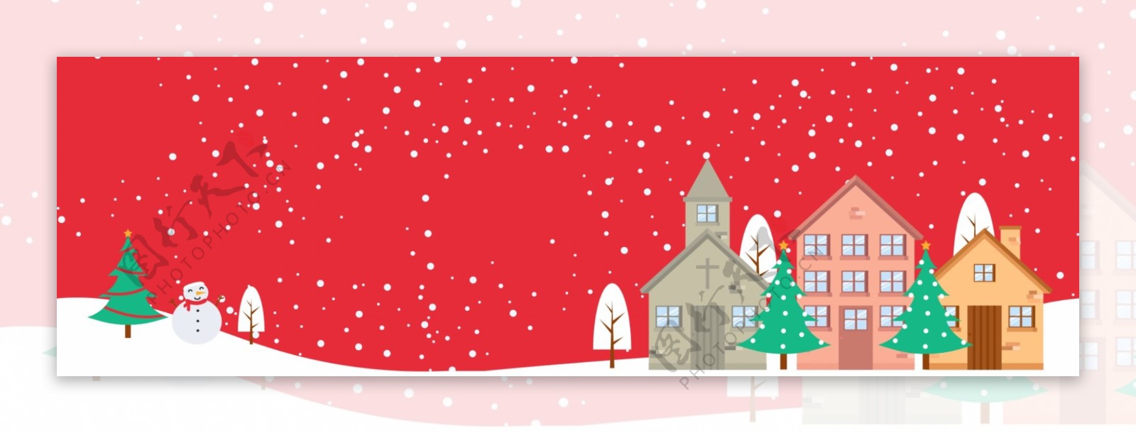 圣诞下雪城市电商海报banner背景