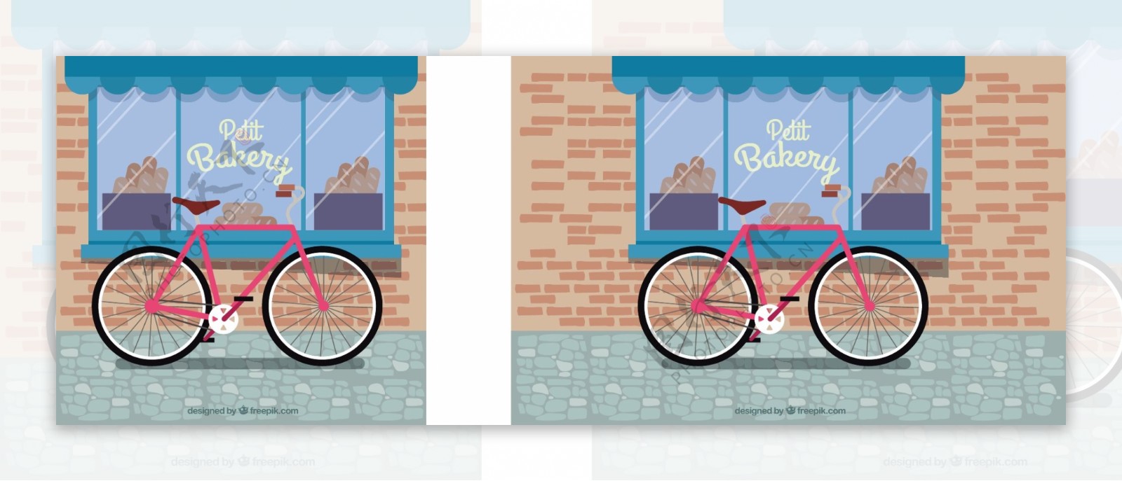 可爱的自行车和面包店