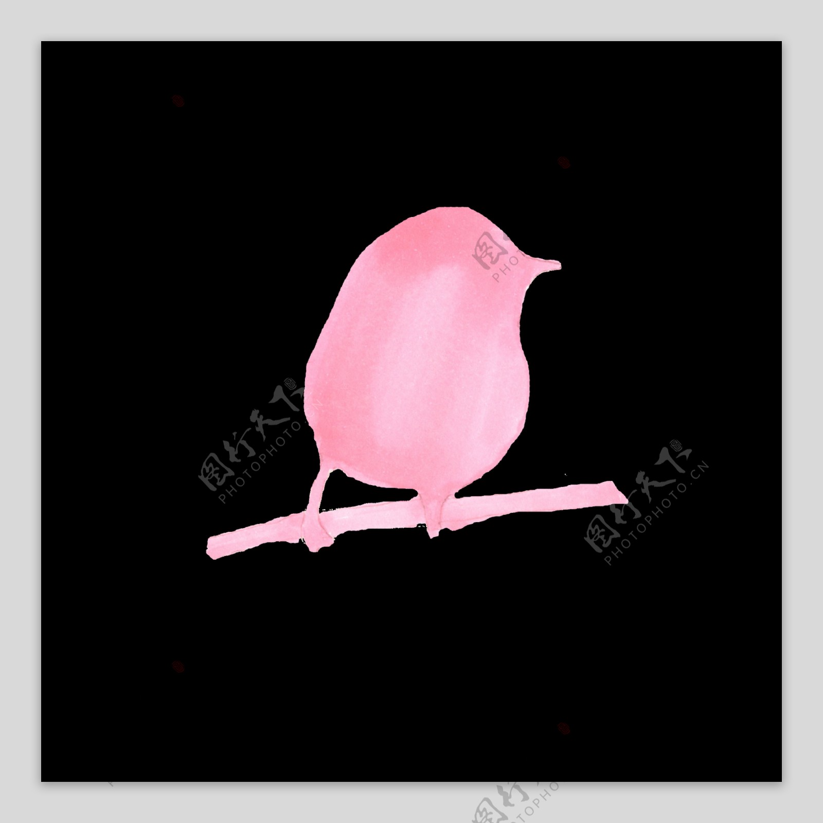 粉色阴影小鸟png透明素材