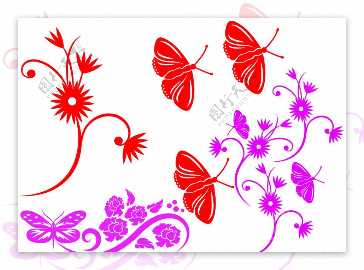 蝴蝶及花纹笔刷