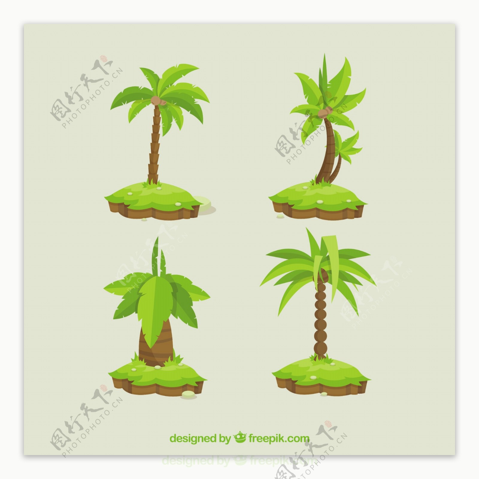平面设计中的四棵棕榈树