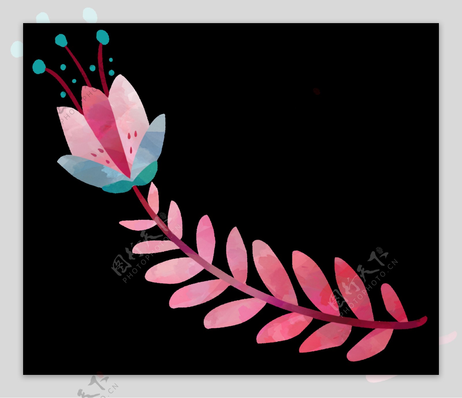 粉色可爱花卉png透明素材