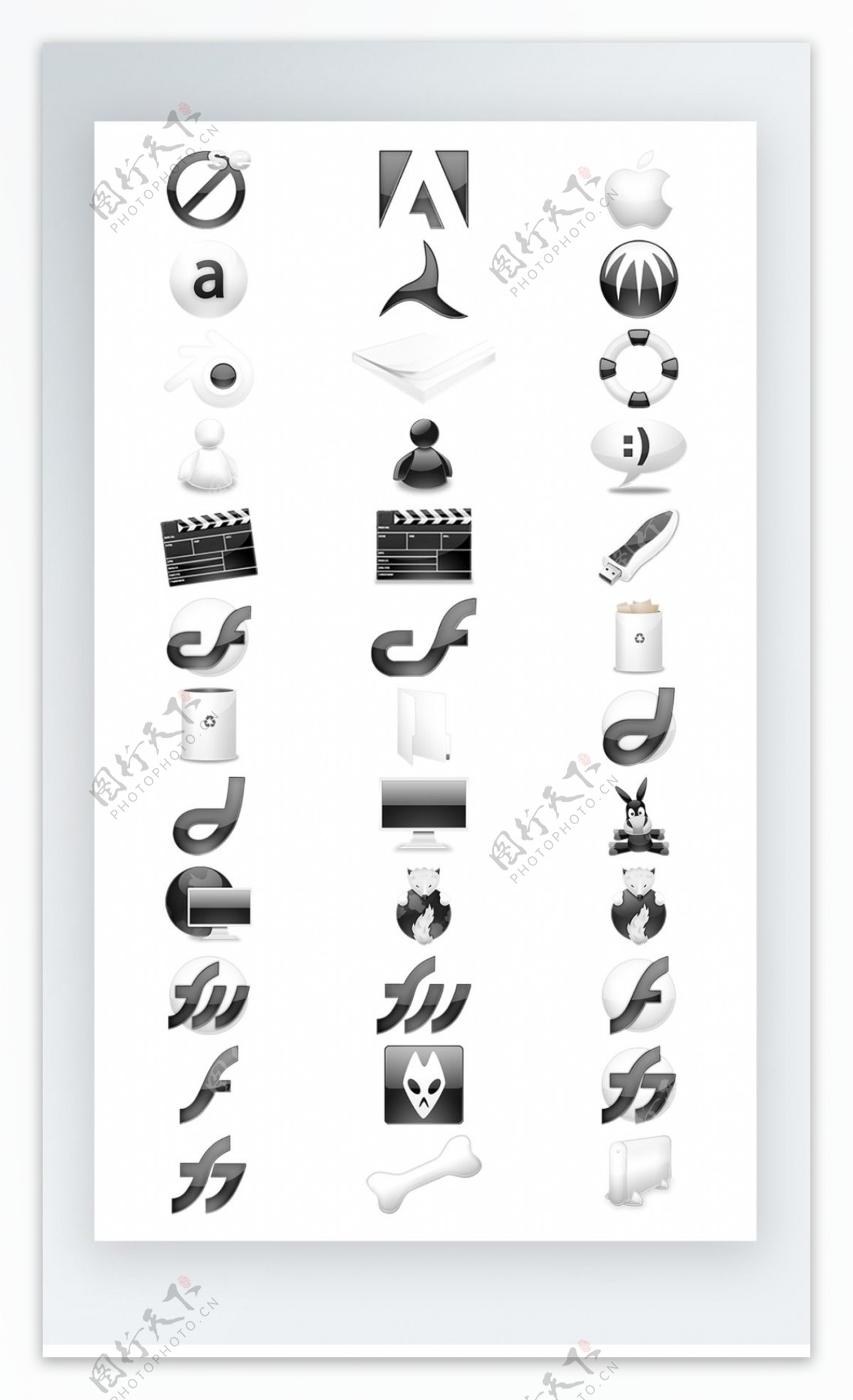 软件工具图标黑白写实图标icon