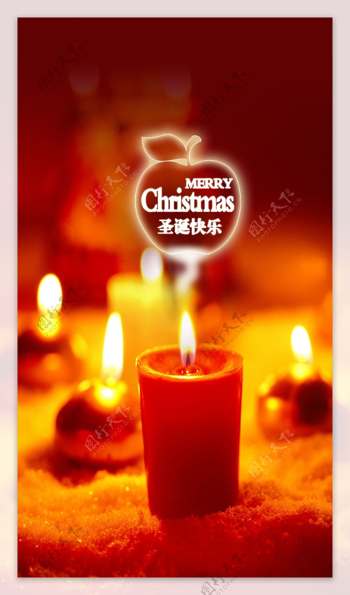 橙色蜡烛圣诞节H5背景素材