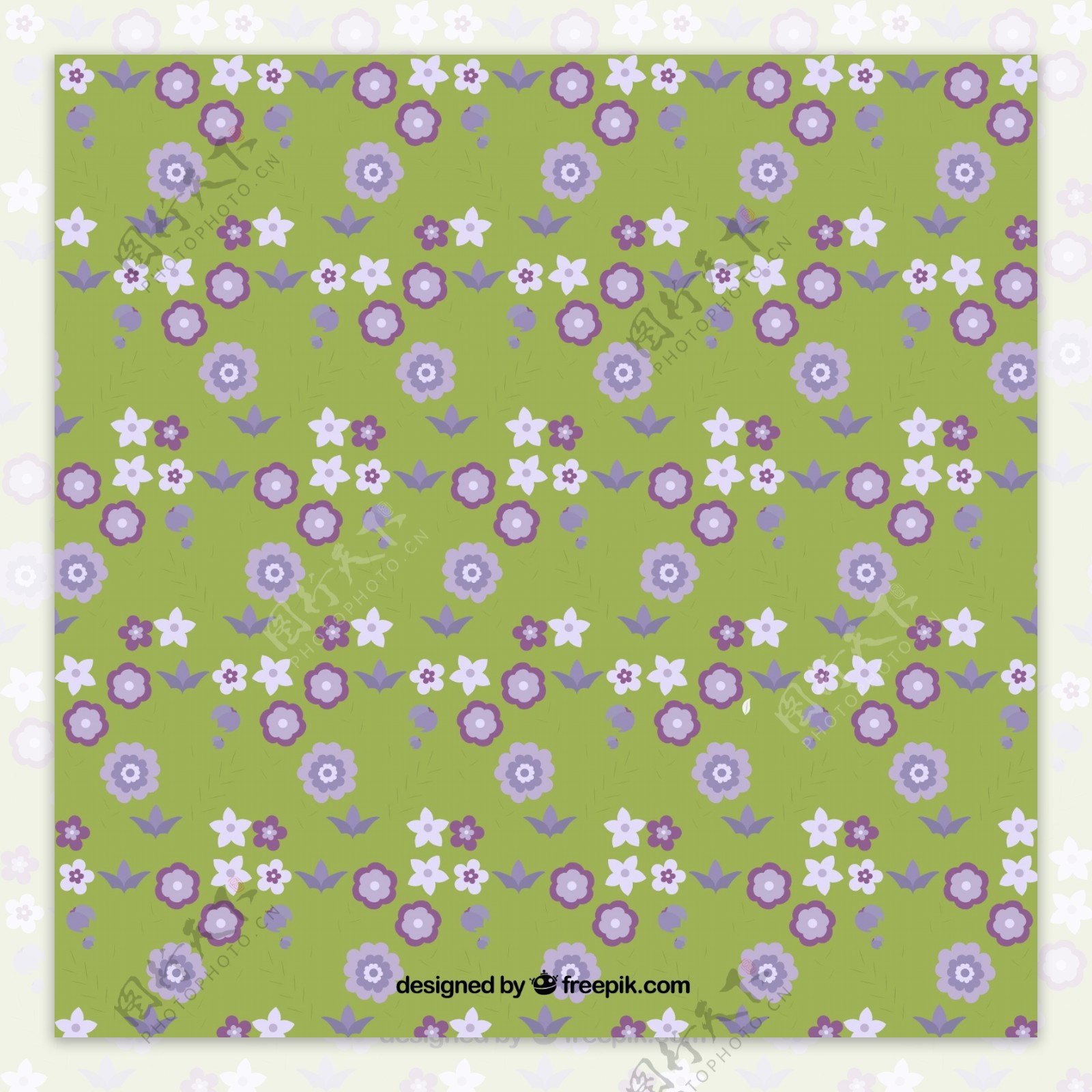 装饰小紫花带叶图案