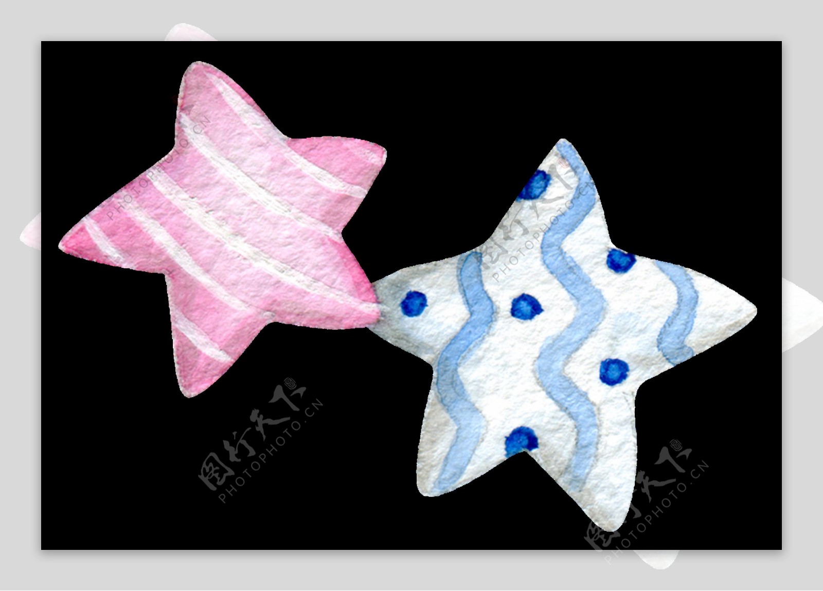 手绘童趣沙滩装饰星星图案