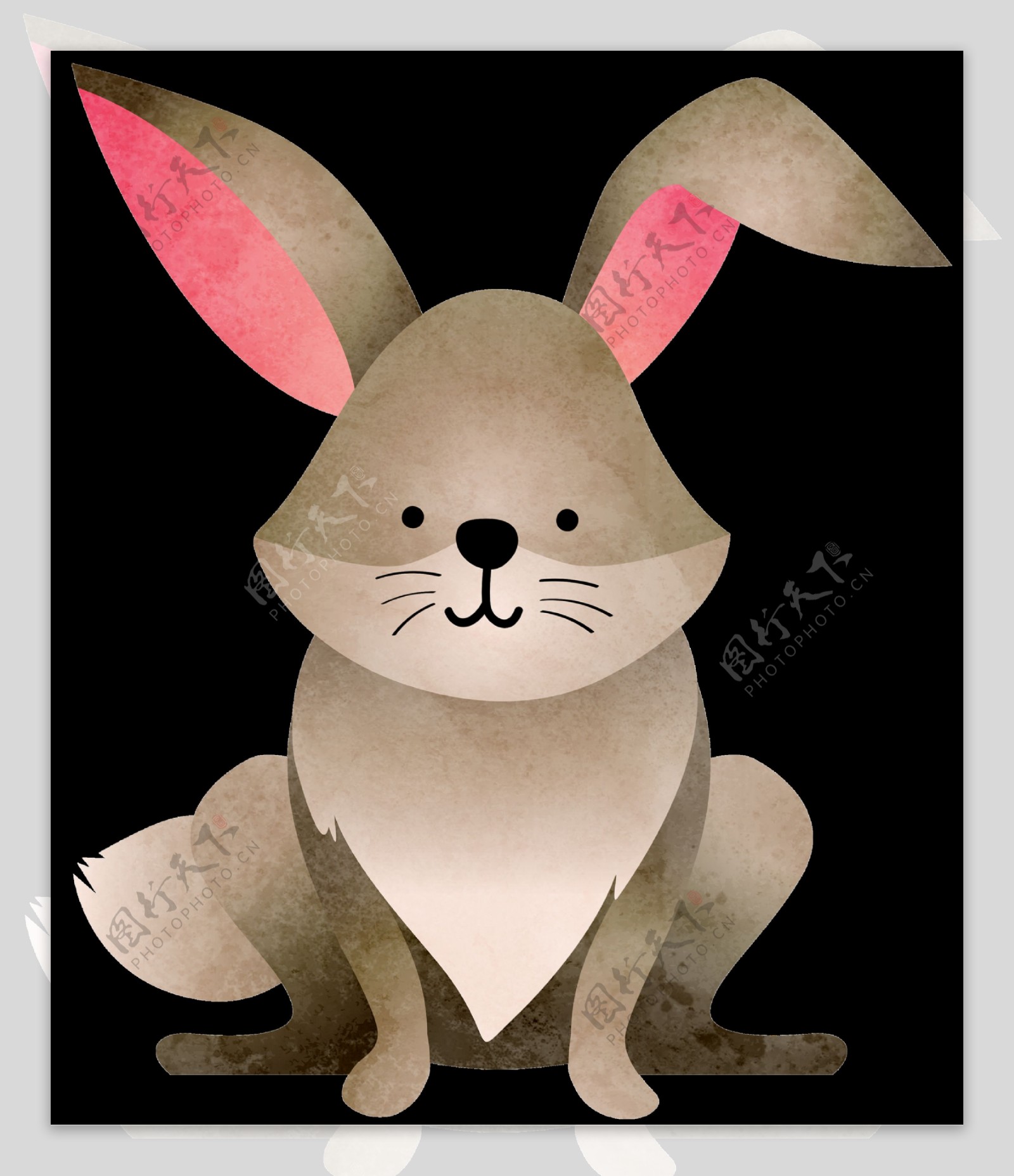 手绘卡通兔子透明装饰图案