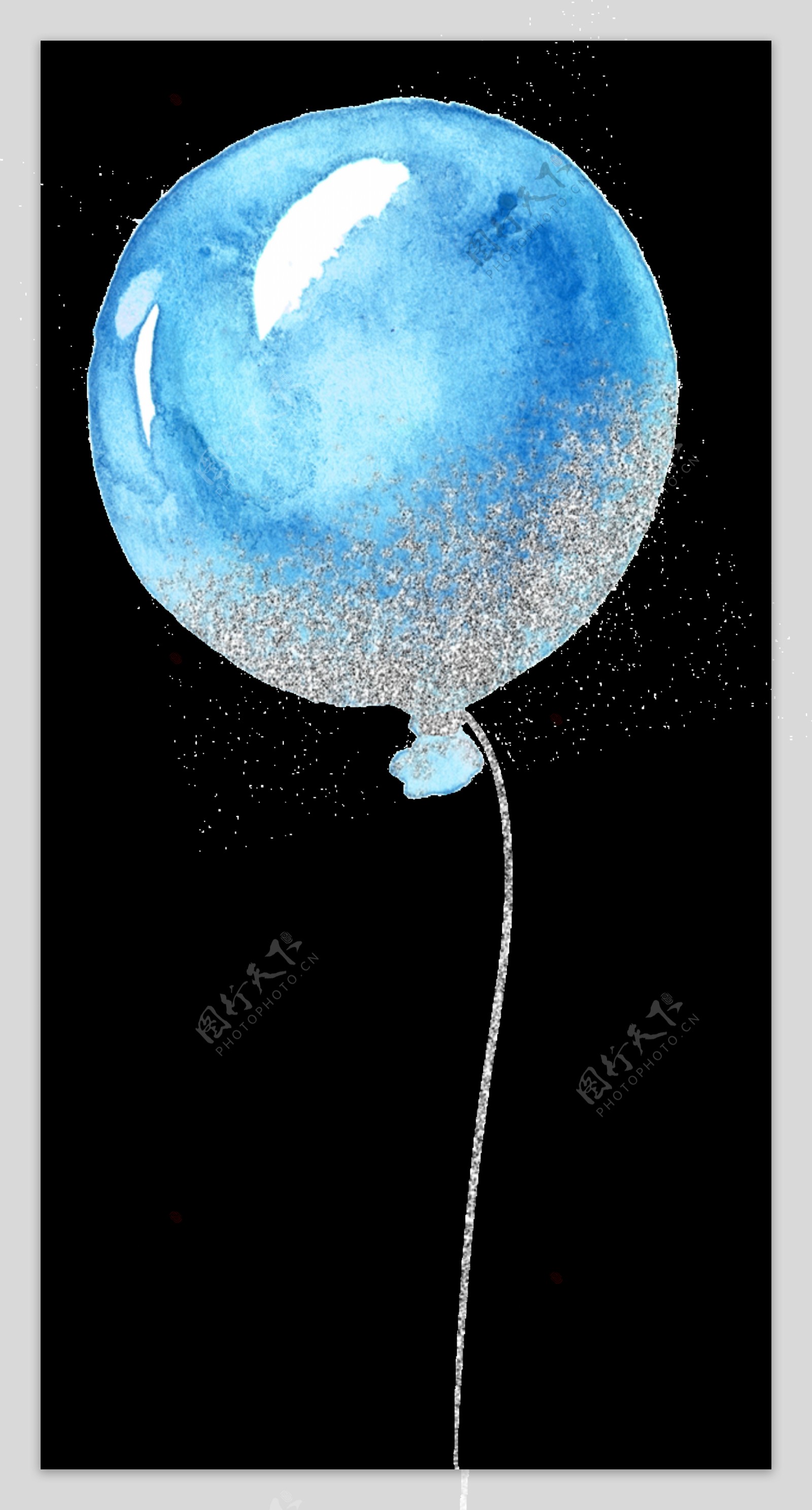 手绘星空蓝气球透明装饰图案