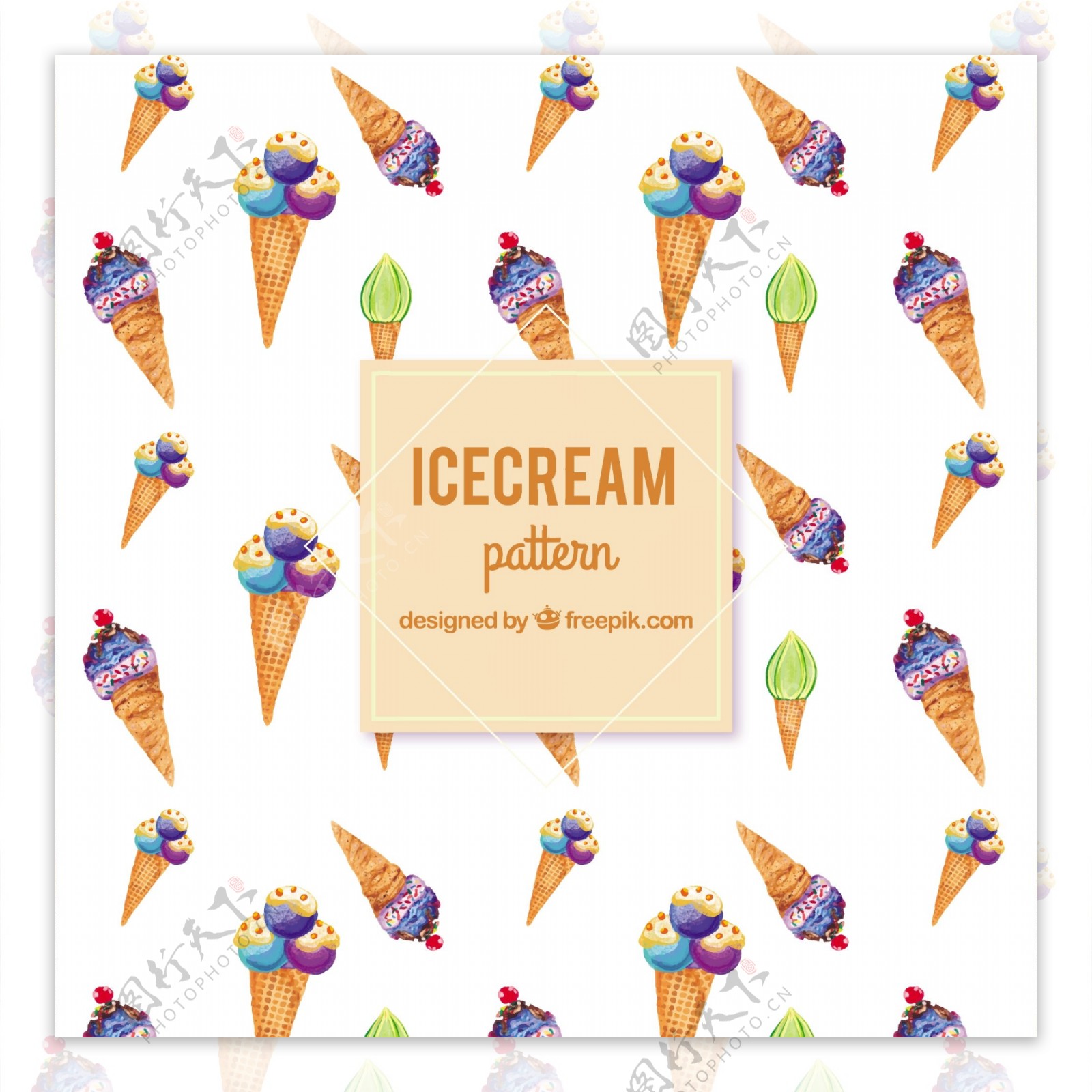 冰淇淋图案的背景变化