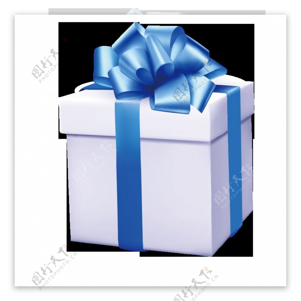 蓝色丝带包装礼品盒素材图片