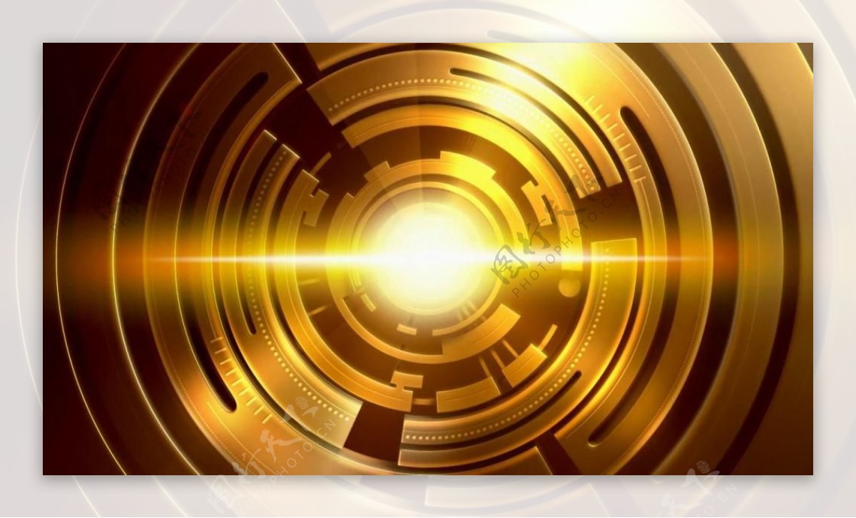 金色金属圆环立体运动视频素材