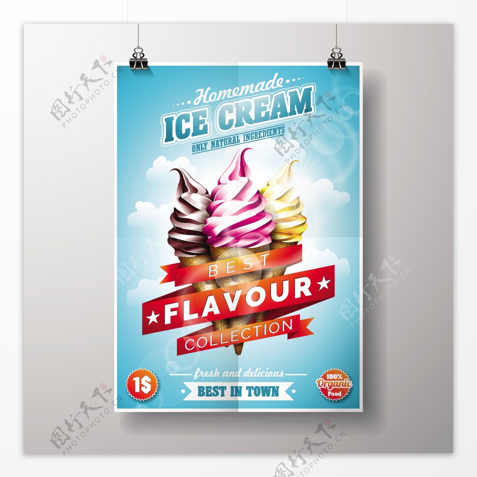 冰淇淋创意简约夏日美食海报