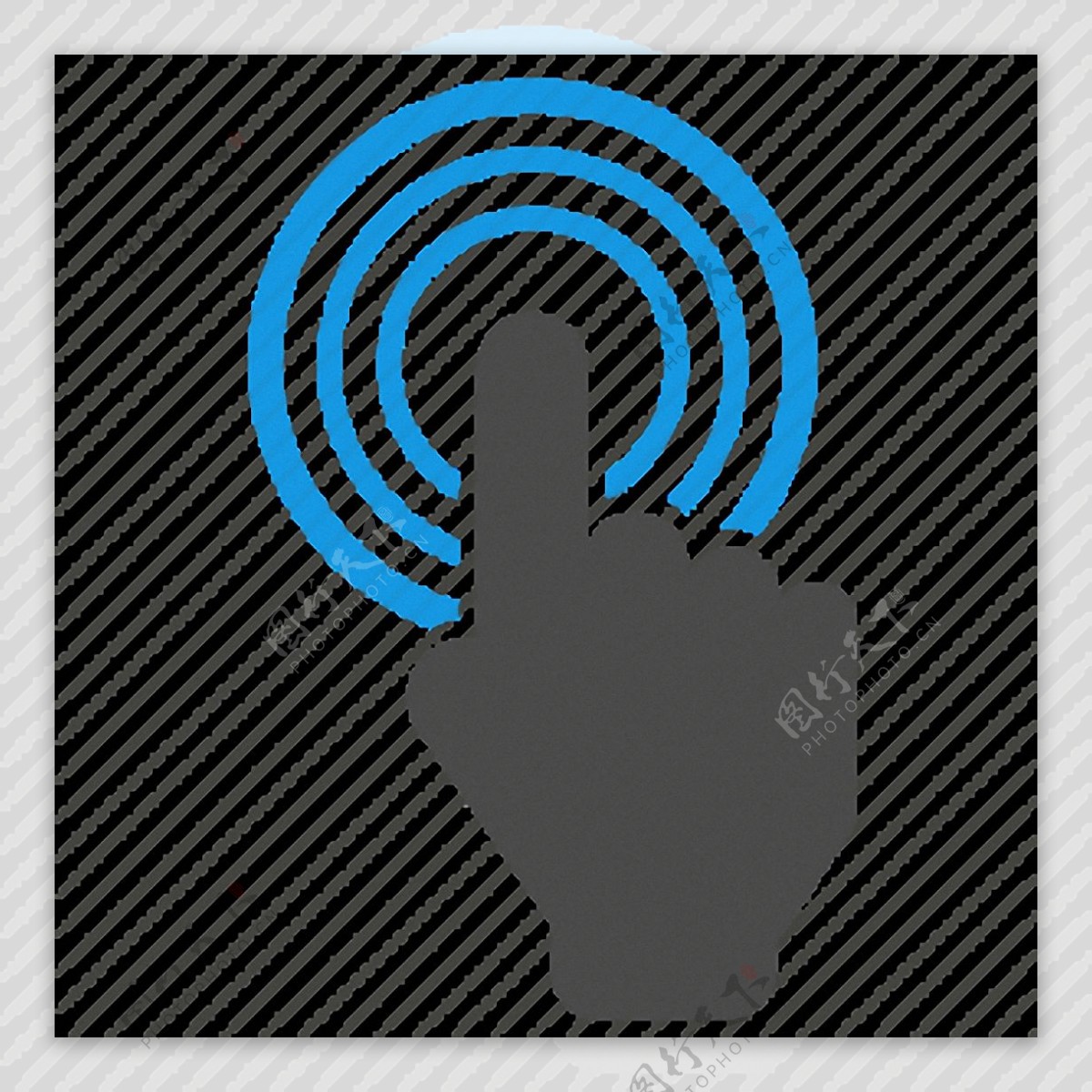 黑色手指蓝圈光标免抠png透明素材