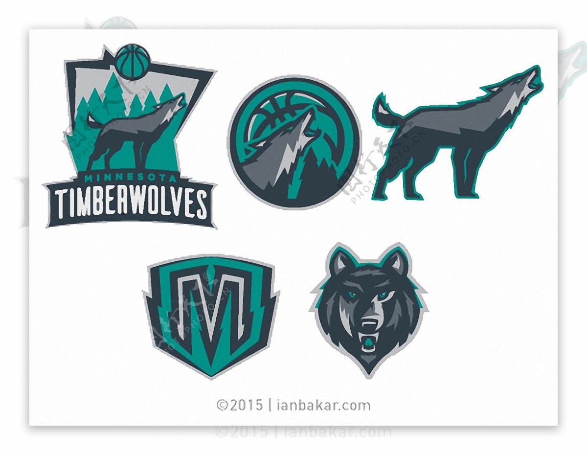 五种森林狼队logo免抠png透明素材