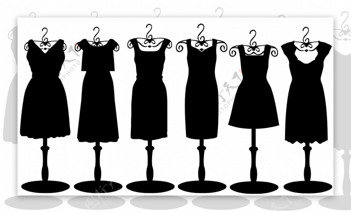 黑色时尚系列女装免抠png透明素材