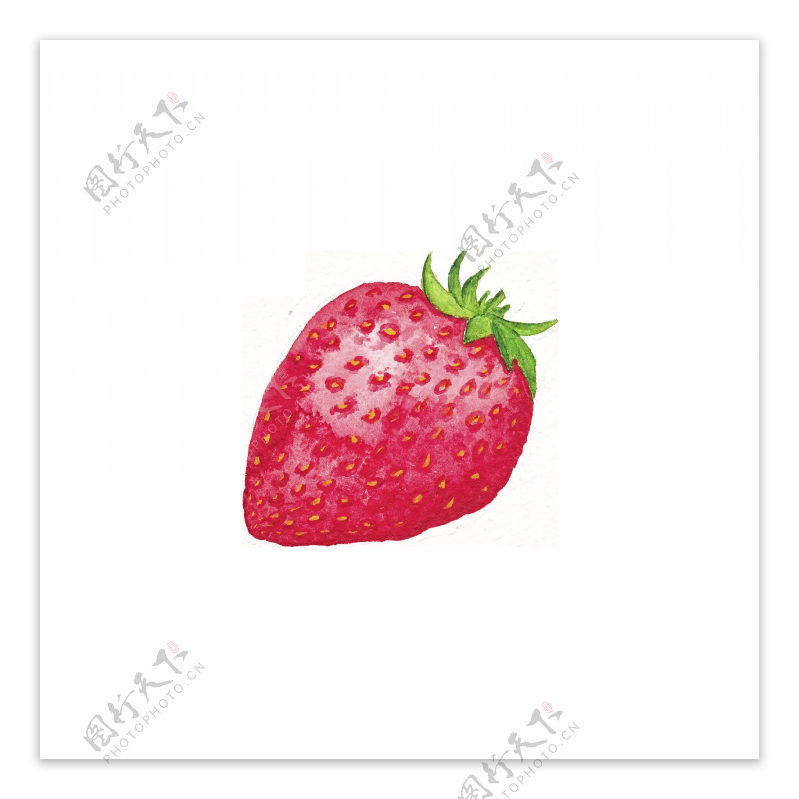 手绘红色草莓卡通透明水果素材